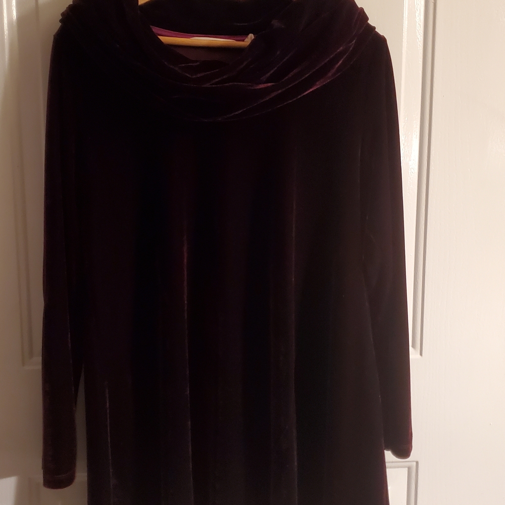 Soft Surroundings Deep Plum Velvet Swing Top